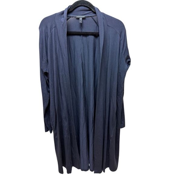 Eileen Fisher Sweaters - Eileen Fisher Open Front Kimono Knit Cardigan Blue TENCEL™ Pockets Size S